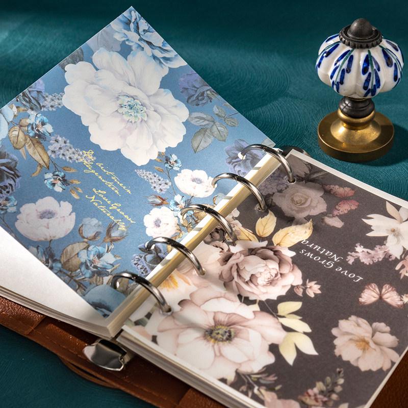 Retro Floral Journal Collage Stickers: Large Night Color Prosperous Flowers Pack