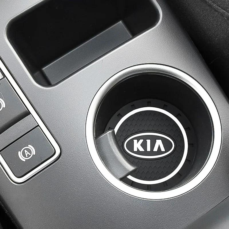2Pcs Car Anti-Slip Silicone Coaster Water Cup Pads For KIA KX7 RIO Sportage Sorento K5 Optima Oprius Forte Soul Ceed Accessories