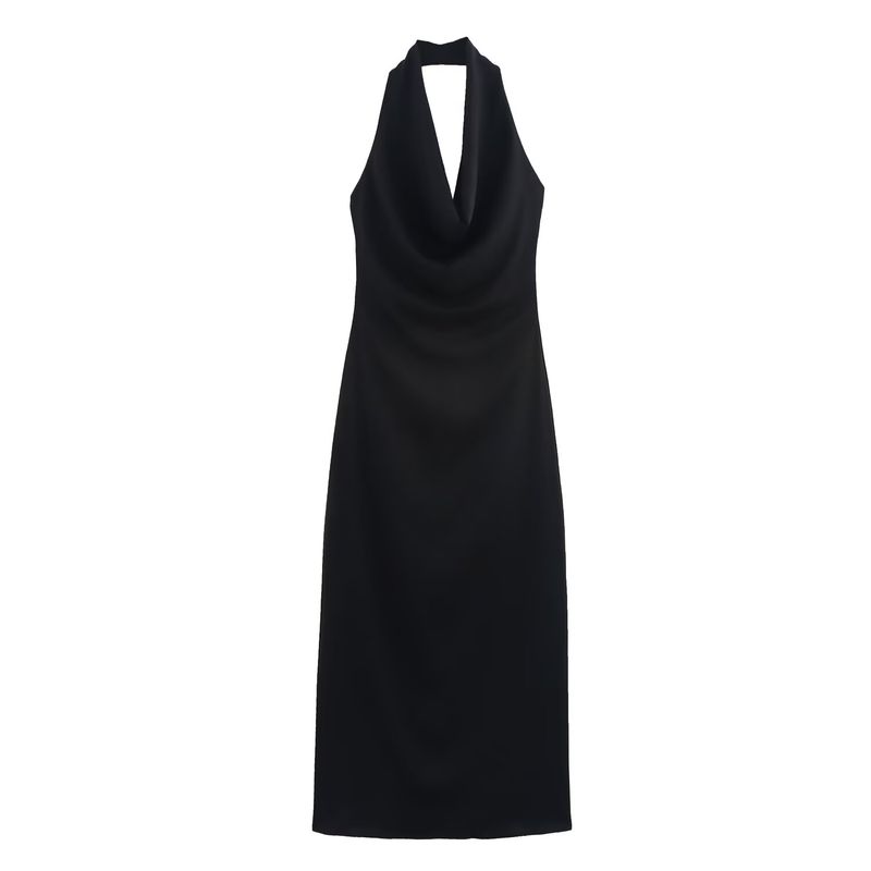 Fashion Style 2024 Fall and Winter New Women's Stylish Hanging Collar Sleeveless Long Midi Skirt Dress 9247782