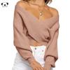 Striped V-Neck Loose Knit Sweater