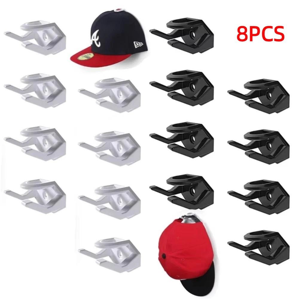 8Pcs Multi-Purpose Adhesive Hat Hooks No Drilling Wall Mounted Hat Rack  Bedroom Decor