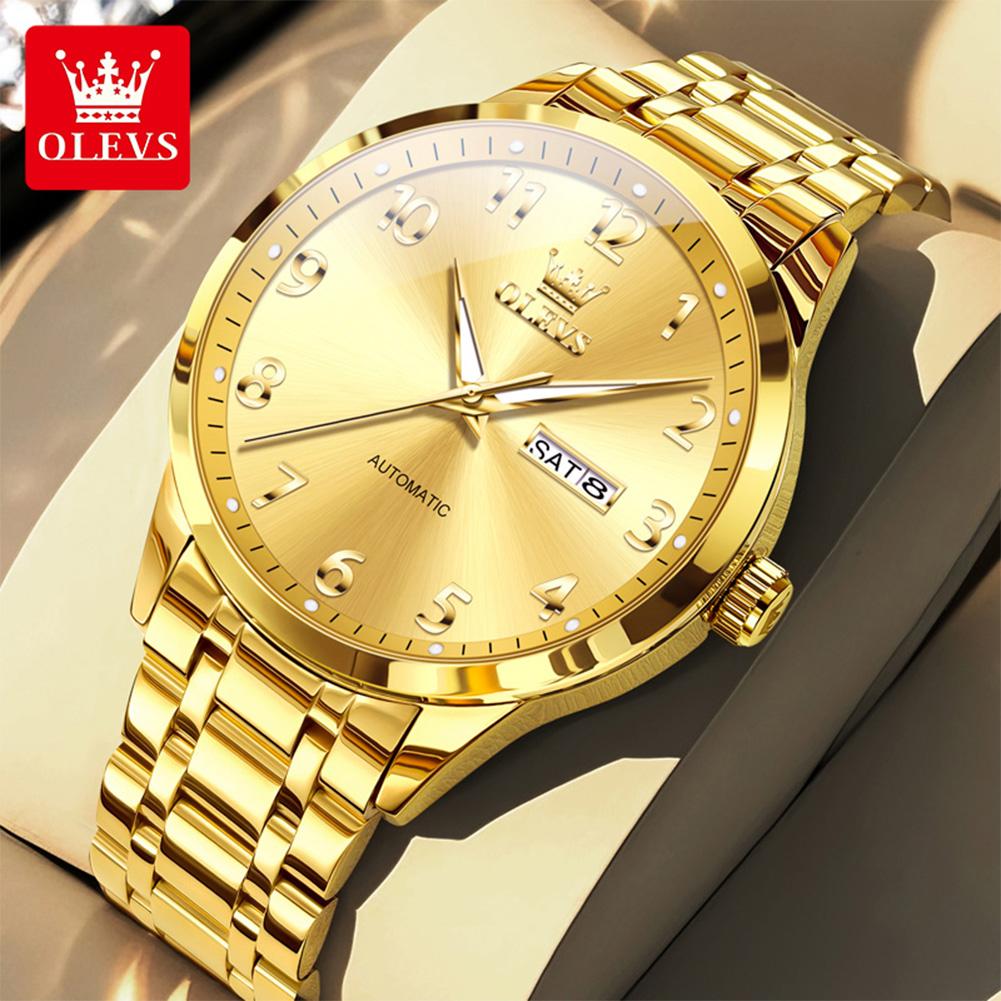 OLEVS 7078 Mens Watch Automatic Mechanical Watch Luxury Brand High Quality Original Stainless Steel Day Date Watches For Man New