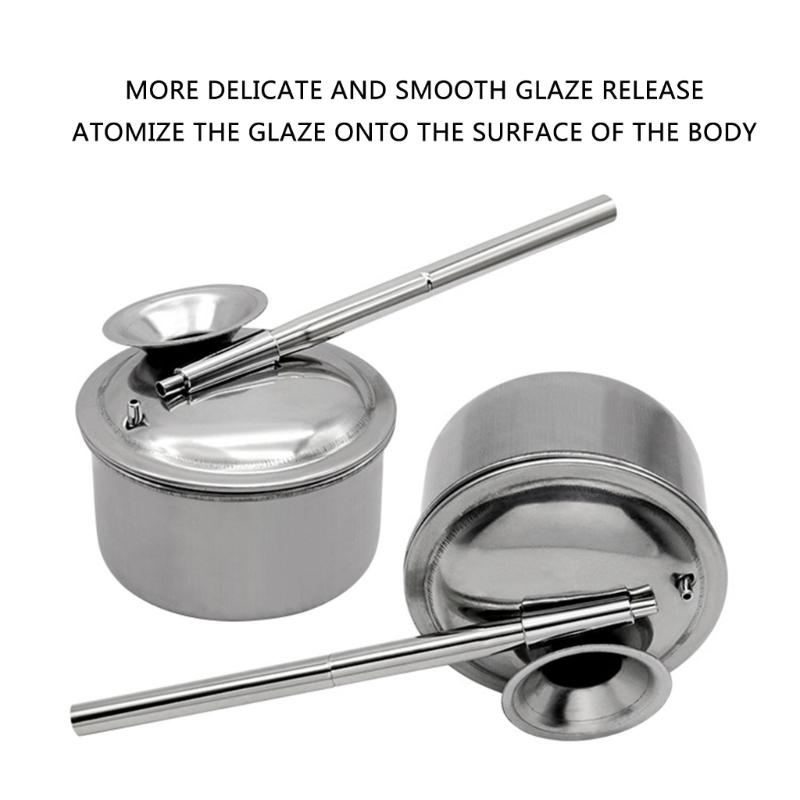 Stainless Steel Blowing Glaze Pots , 100ml Capacity, Glaze Blowing Pots Painting Sprayer Pottery Atomizer Glazes Pots
