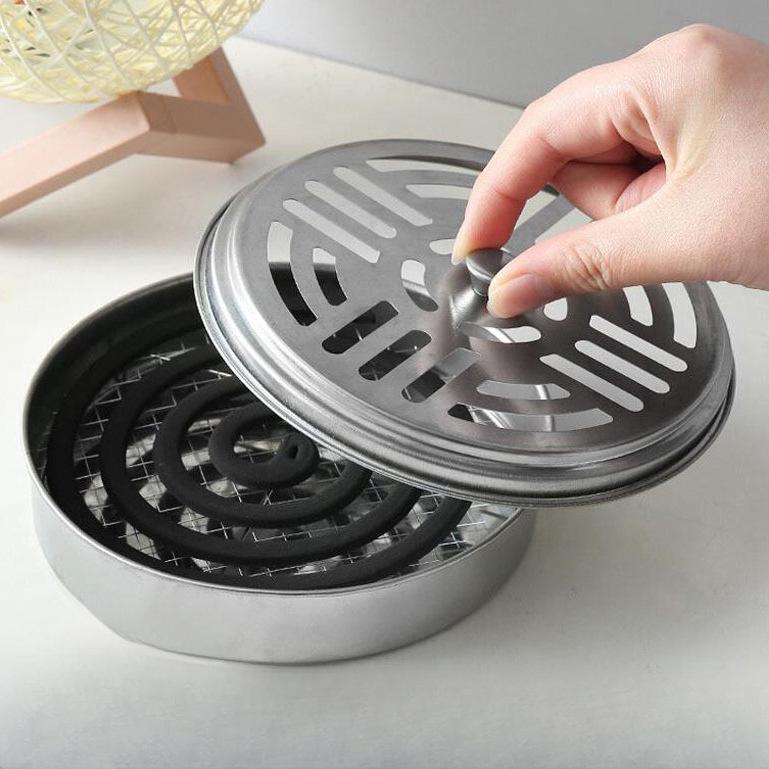Large Portable Colored Mosquito Coil Holder with Ash Catcher for Household and Outdoor Use