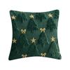 1PC Short Christmas Pillow Cover Soft Comfortable Xmas Tree Pillowcase Embroidered Bowknot Five-pointed Star Cushion Slipcover