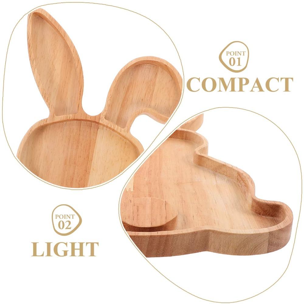 Durable Easter Bunny Bamboo Tray Wooden Solid Color Food Fruit Snack Plates Household Cake Decor Dinner Plates Easter Supplies
