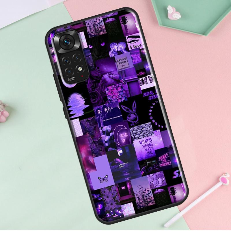 Purple Aesthetic For Redmi Note 12 Pro Plus Cover For Redmi Note 10 8 9 11 Pro 12S 11S 10S 9S 9C 10C 12C Case