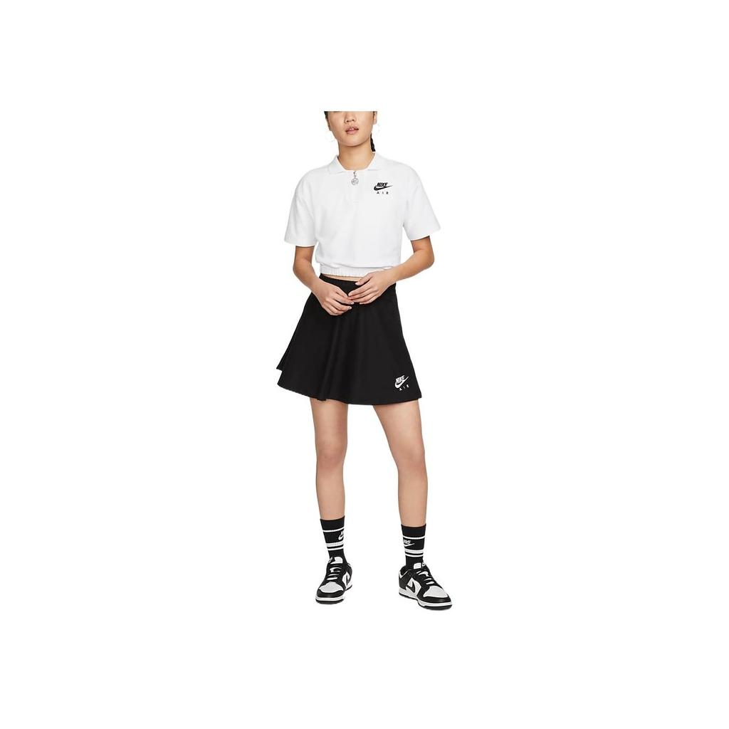 Nike Solid Logo Print Elastic Waist A-Line Skirt Women Skirts Black DO7605-010