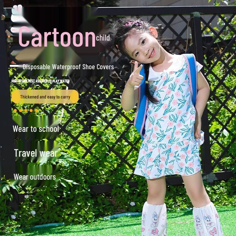 Children's Waterproof Non-slip Rain Shoe Covers - Thick, Wear-resistant for Travel and School