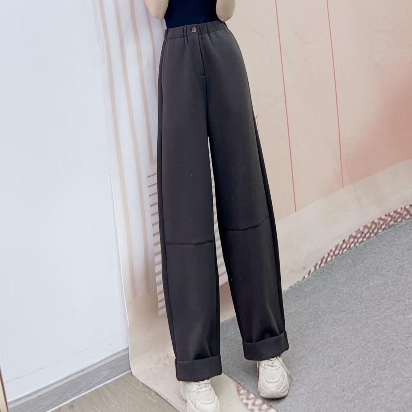 

Autumn 2025 Casual High-Waisted Loose Wool Wide-Leg Trousers 2XL 70-75 kg коричневий