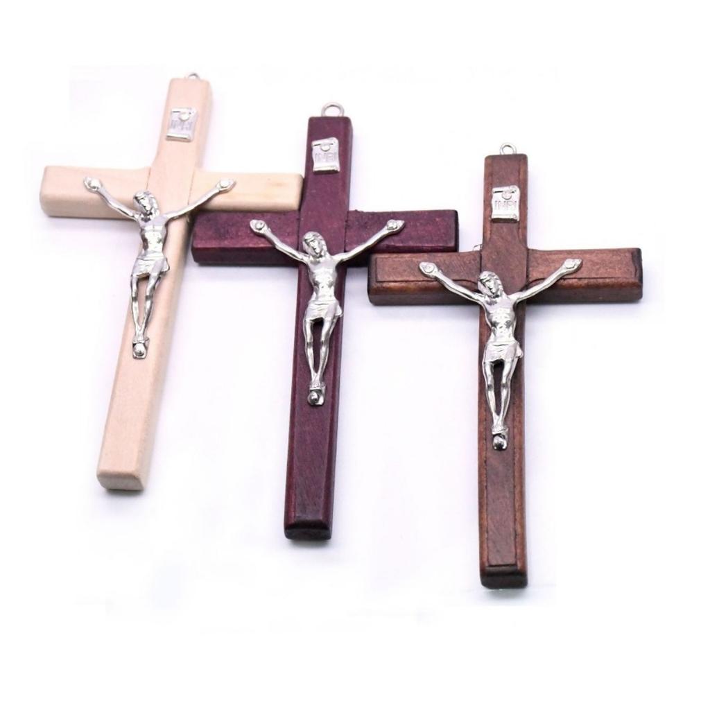1 Stück Handgefertigtes Holzkreuz Christus Statue Religiöses Gebet Handhaltendes Kreuz Anhänger