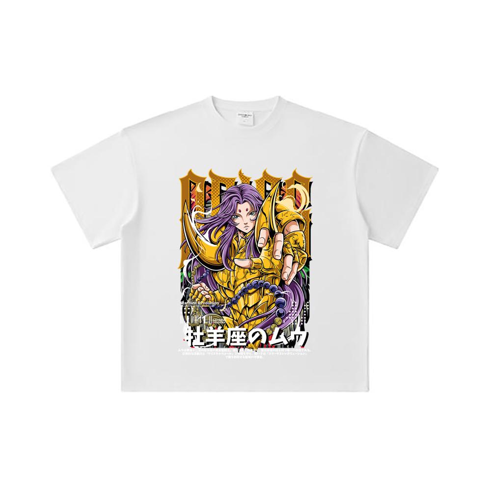260 GSM Double Yarn 32 Count 100% Cotton Saint Seiya V26 Aries Print Unisex Heavy Cotton T Shirt
