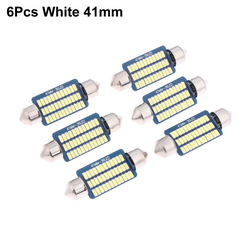 6Pcs C5W Led Bulbs Canbus Festoon Led For Car Interior Dome Trunk License Plate Lights 12V 300Lm 6500K White