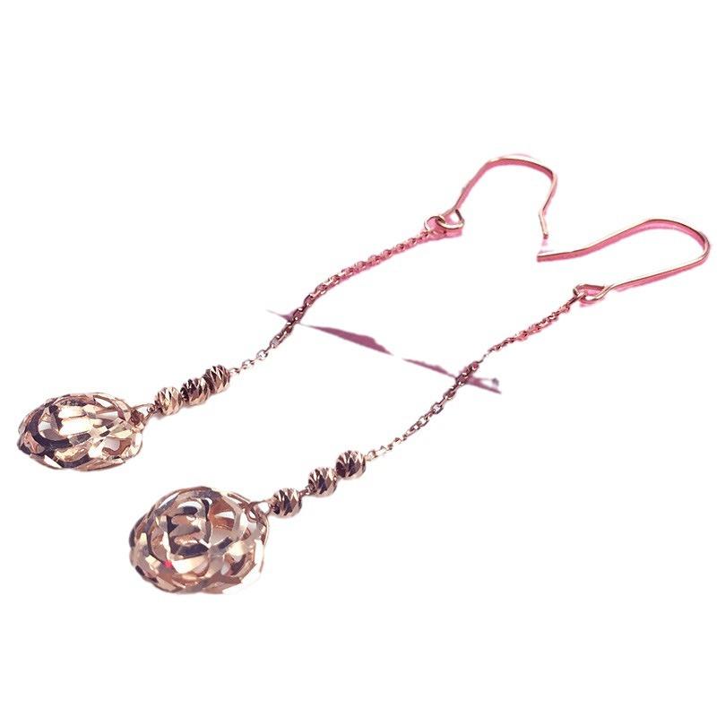 Purple Gold Flower Bead Earrings Simple Color Gold Plated Rose Gold Classic Temperament