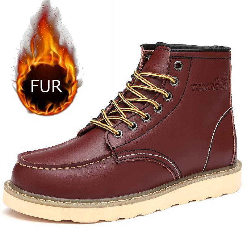 

Fashion Winter Velvet Warm Outdoor Work Leather Shoes Brand Western Cowboy Boots Soft Soled Comfortable Lace Up Fashion Desert Boots 46