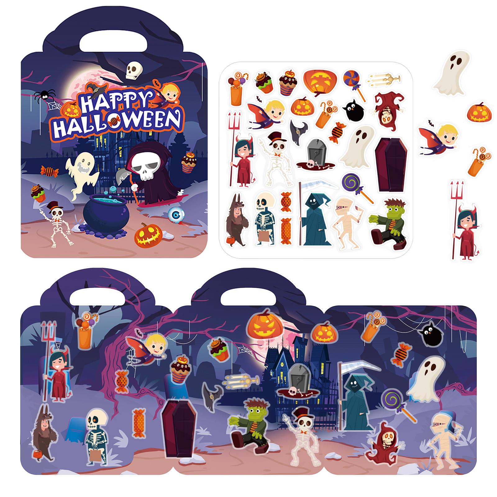 Halloween Durable Sticker Books For Kids Age 2-4, Toddlers Sticker Toys, Sticker Activity Books For Toddlers, Learning Sticker