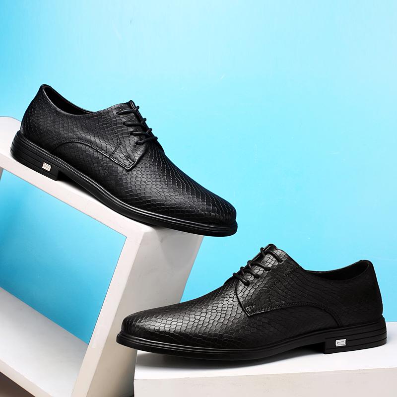 New Genuine Leather Men Dress Shoes Lace Up Italian Mens Casual Shoes Luxury Brand Oxfords Shoes High Quality Man Business Shoes