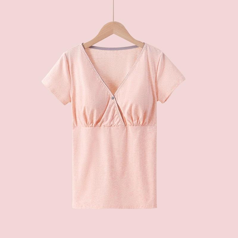 

Summer lightweight nursing cotton cross-over short-sleeve postpartum clothing, postnatal breastfeeding shirt, maternity t-shirt, home wear XXXL