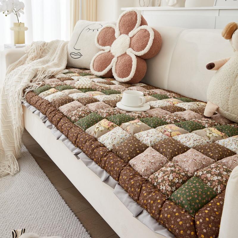 Cream Style Sofa Cushion Non-Slip Four Seasons Universal Thickened Cotton Sofa Cover Cloth Internet Celebrity Window Sill Cushion
