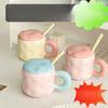 Cute High Value Mug with Lid for Girls Office Coffee Cup Contrast Couple Cup