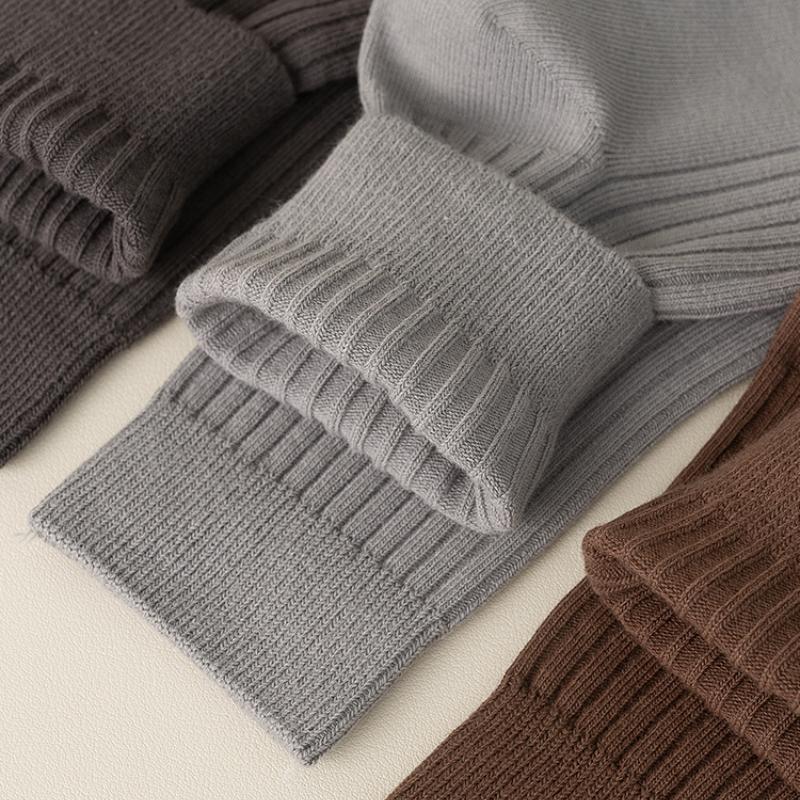 Men's and Women's Pure Cotton Socks Solid Color Medium Tube Socks Autumn and Winter