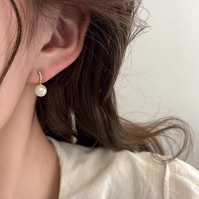 Natural Freshwater Pearl Temperament Painless Mosquito Coil Disc Ear Clips Women's Ear Piercings Integrated Earrings