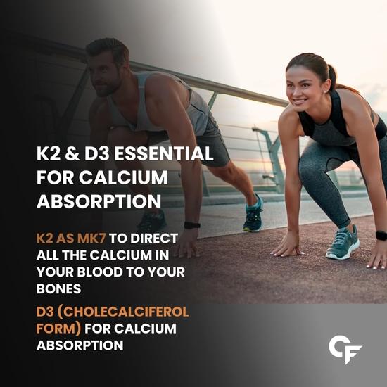 Carbamide Forte Vitamin D3 K2 | Vitamin D3 K2 Supplement for Bone & Heart Health | Vitamin D Tablets with Vitamin K2 MK7-120 Veg Tablets