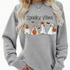 Autumn&Spring Clothing Celebrate Halloween Print Sweater Tops for Women Round Neck Long Sleeve