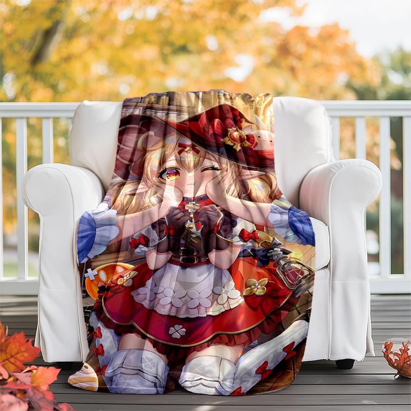 Genshin Impact characters printed throw blanket—soft,warm;versatile blanket for all seasons—perfect as &air-conditioning throw,nap blanket
