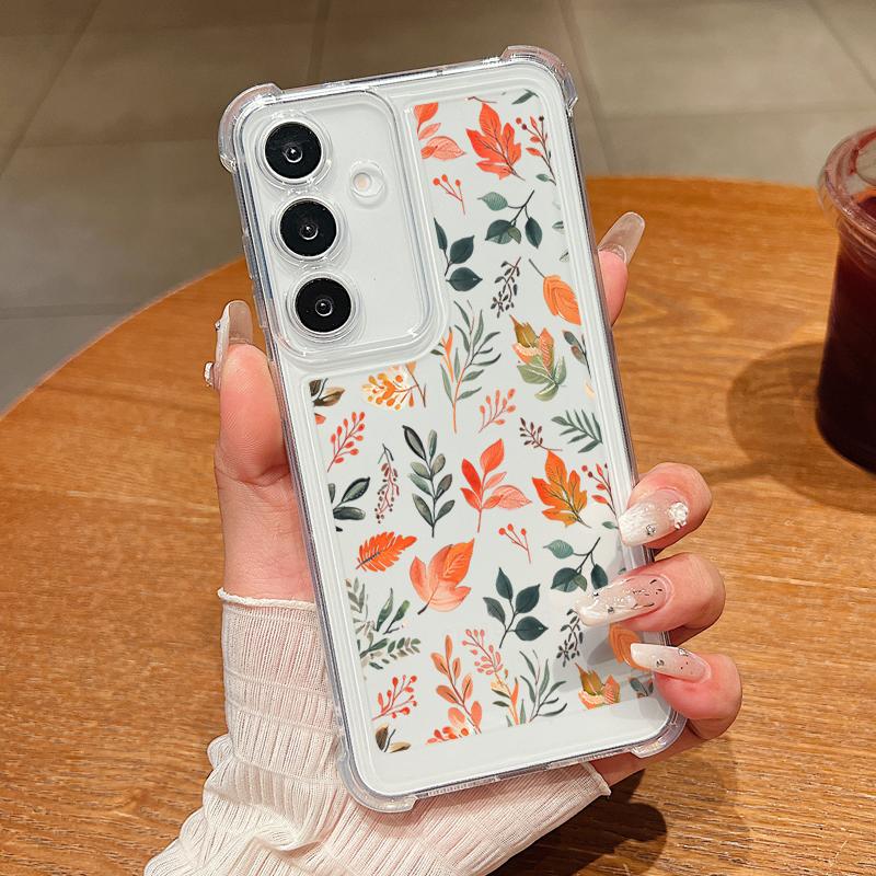 Flowers Leaves Phone Case For Samsung Galaxy S25 Edge S24 Ultra S23 S22 Plus S21 FE A34 A54 A15 A35 A55 A16 A26 A36 A56 5G Capa