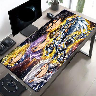 Saint Seiya Print Mouse Pad, Anti‑Slip Desktop Keyboard Mat, for PC Laptop Gaming Working Daily Use, Cool Festival Surprise Gift