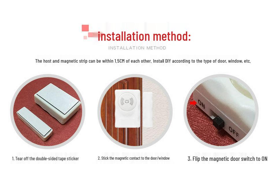 Jiaguwen Guardian Anti-theft Door & Window Magnetic Alarm Reminder