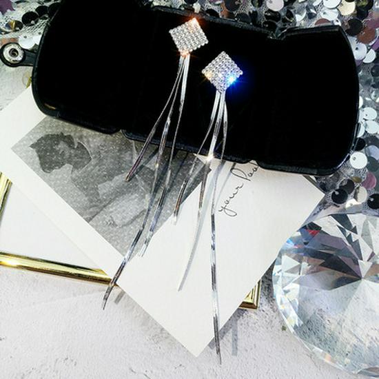 Pearl & Zircon Tassel Earrings