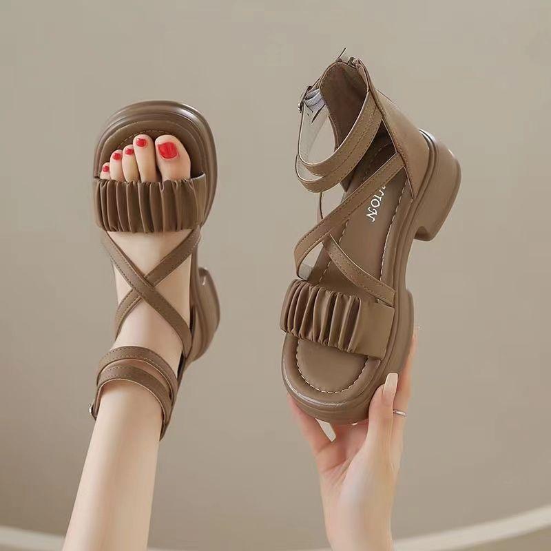 

Women s Roman Sandals Summer Style Platform Sandals Openwork Breathable Strappy Versatile Sandals 40 хакі