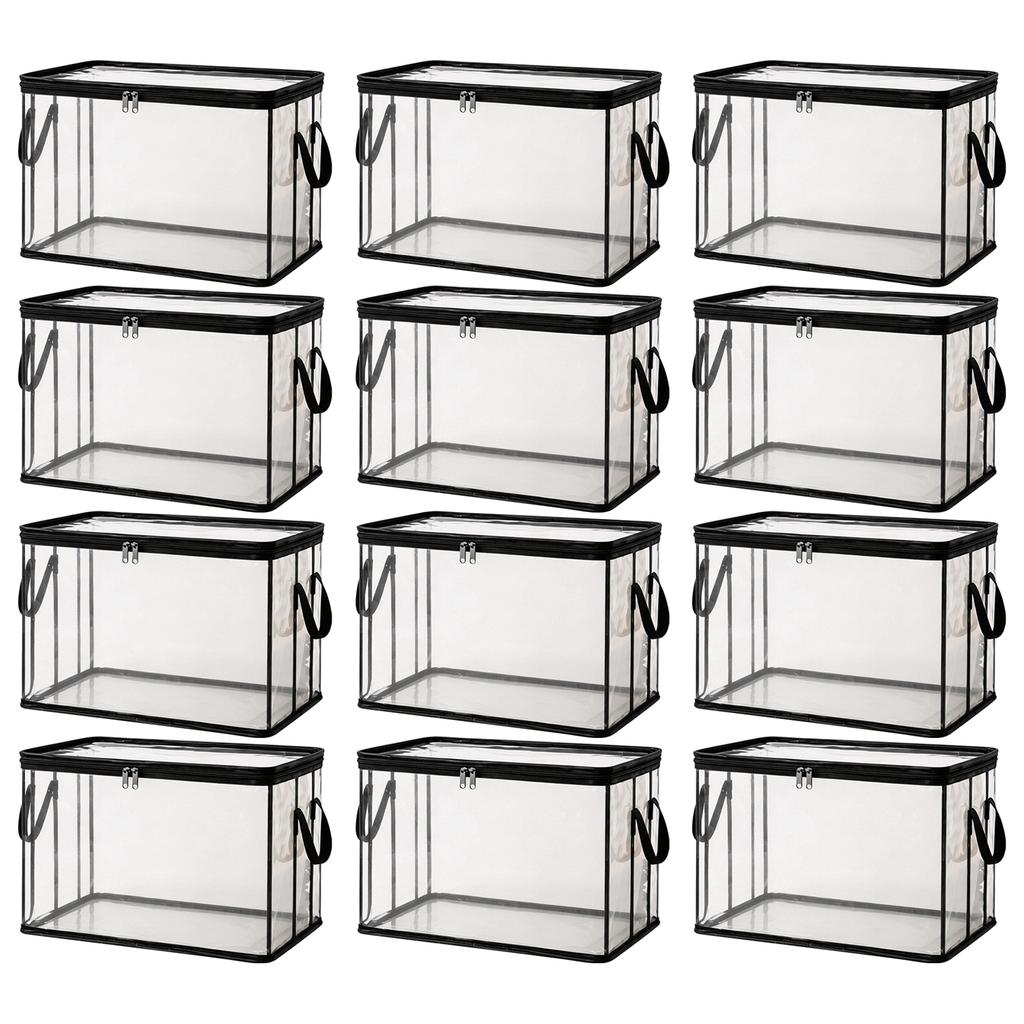 Large Thickened Transparent Plastic Storage Bag with Zipper Handles for Clothes Moving Box Cover Organizer for Home Dormitory Closet Storage Box