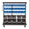 5-Tier Double-Sided Rolling Bin Storage Rack, 68 Plastic Bins, Dual-Sided Parts Organizer with Wheels, Mobile Tool Organizer for Garage, Warehouse,