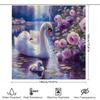 Swan Family Bath Shower Curtain Floral Design For Bathroom Decor Waterproof Fabric Printed In White Pink Purple Colors 180X245Cm