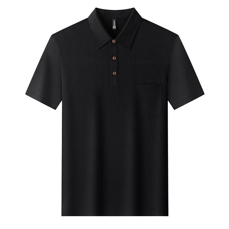 Men Casual Breathable Short Sleeve Solid Polo Shirt With Pocket