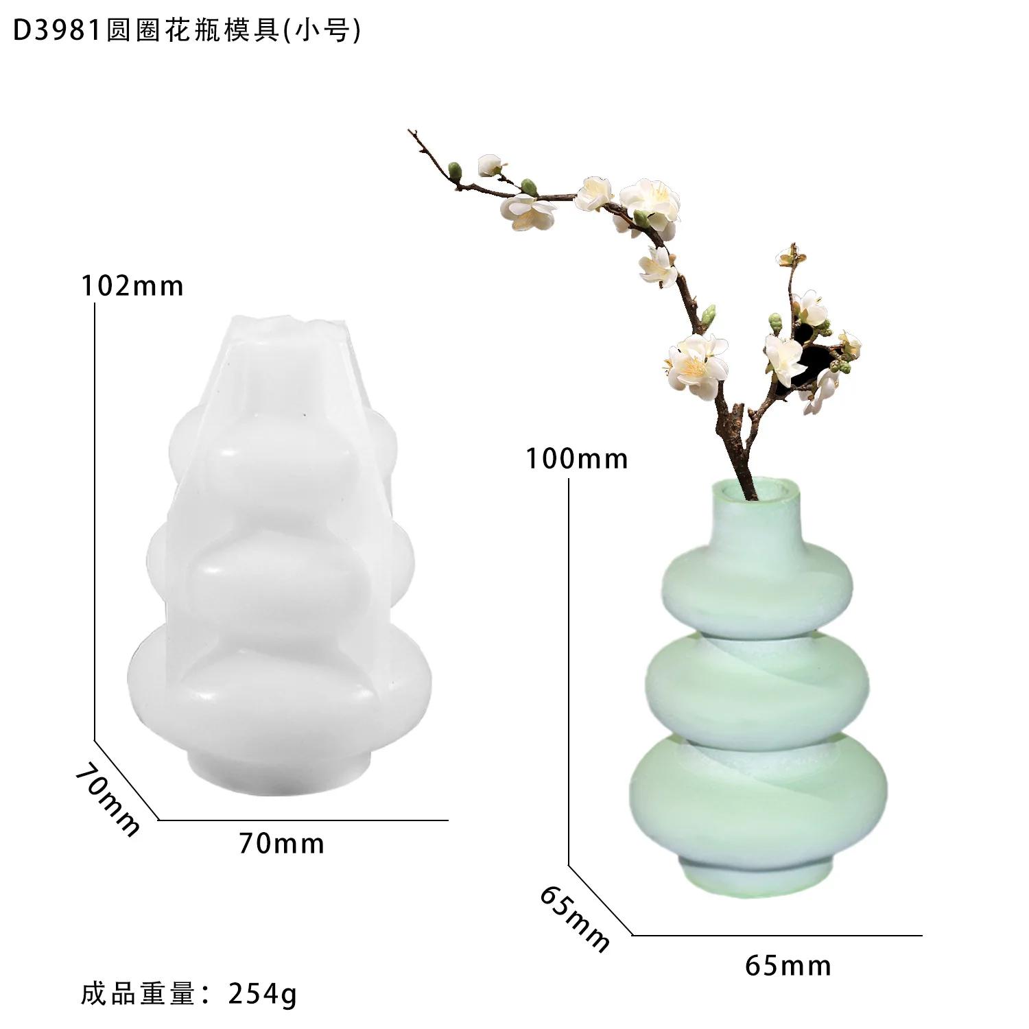 3D Circular Stacked Vase Epoxy Resin Silicone Mold Geometric Flower Pot Silicone Mold Succulent Planter Concrete for DIY Flowers