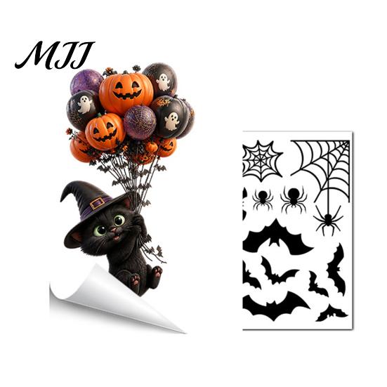 Seasonal Party Accessories Halloween Ghost Glass Sticker, Cartoon Static Window Cling for Decorative Film Parties, Waterproof Decoration