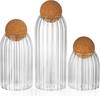 3-Piece Glass Jar Set with Cork Lids, Airtight Round Containers for Coffee Beans & Nuts, Wooden Seal Canisters