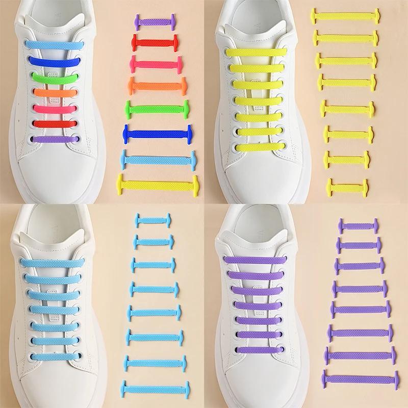 16 stuks Elastische Schoenveters voor Sneakers Siliconen Stretch Schoenveters Geen Strik Schoenveters voor Kinderschoenen Elastiek Schoenveters Schoenveters