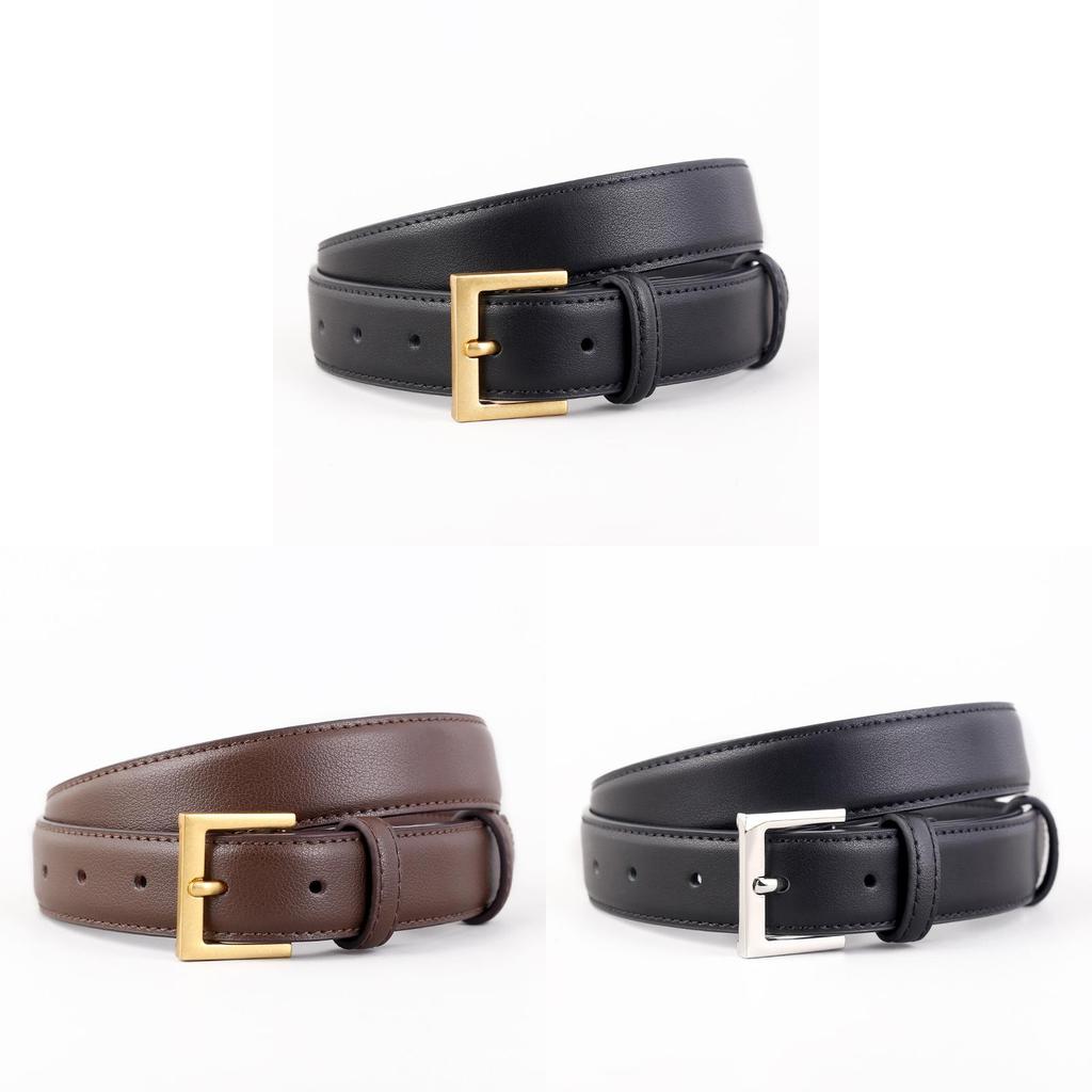 Classic Leather Belt For Women With Silver Pin Buckle And Casual Style