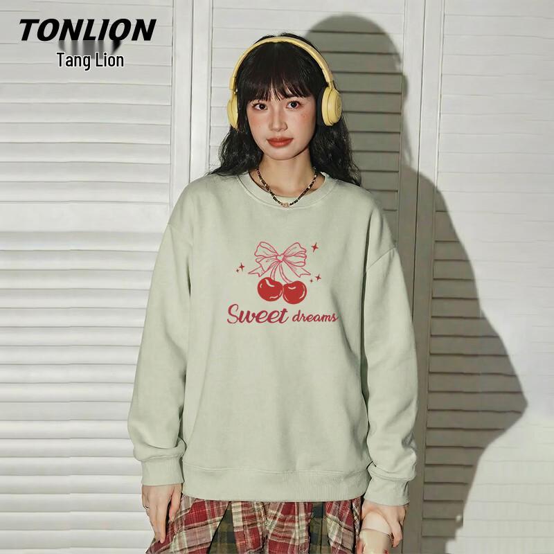 TonLion Damen Rundhals-Sweatshirt mit Schmetterlings- und Buchstaben-Print