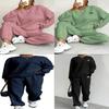Autumn Winter Trendy Geometric Pattern Knit Pantsuit For Women Casual Lounge Wear