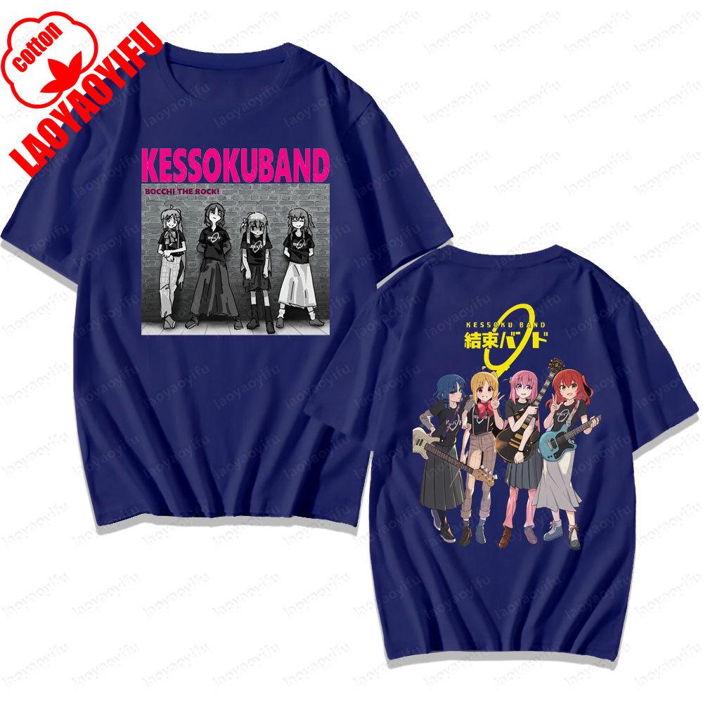 BOCCHI THE ROCK Band Printed Tshirt Rock and Roll Lover Men Women Casual Crewneck Tshirt Summer Daily Life Cotton Tee Tops