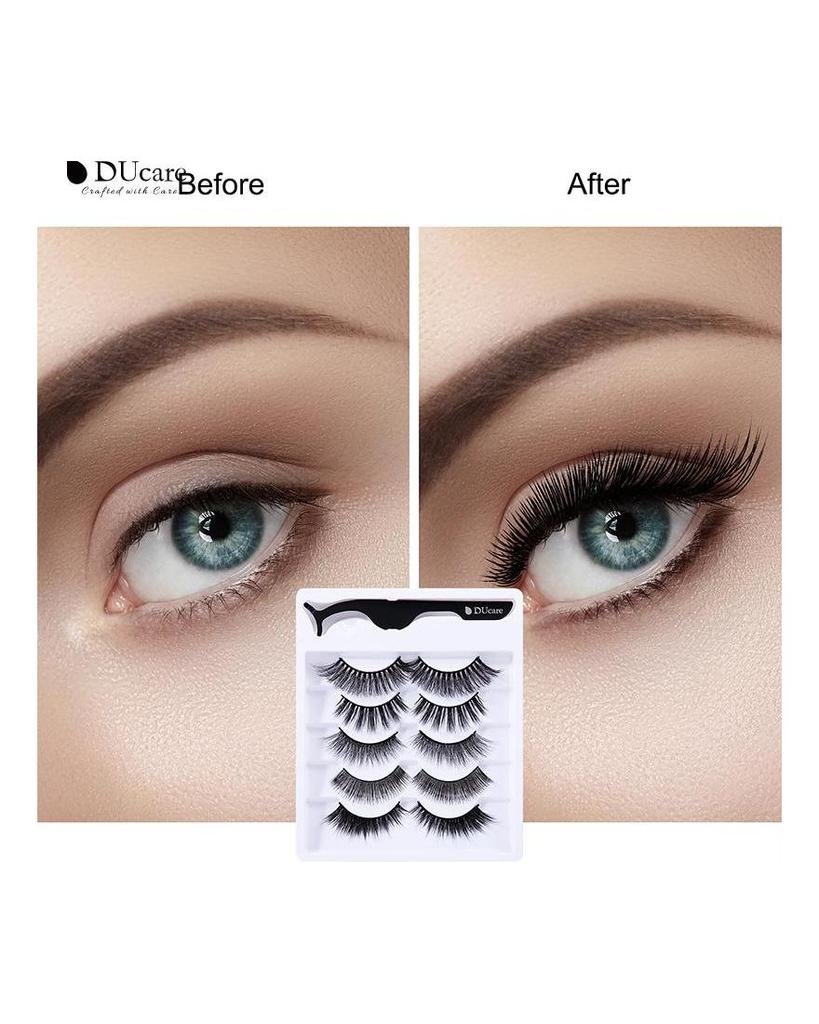 DUcare 5 Pairs Natural False Eyelashes Thick Makeups 5D Mink Lashes Soft Eyelash Extension Fake Eyelash Long Mink Eyelashes