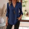 Women S V Neck Loose Casual Long Sleeve Solid Color Shirt
