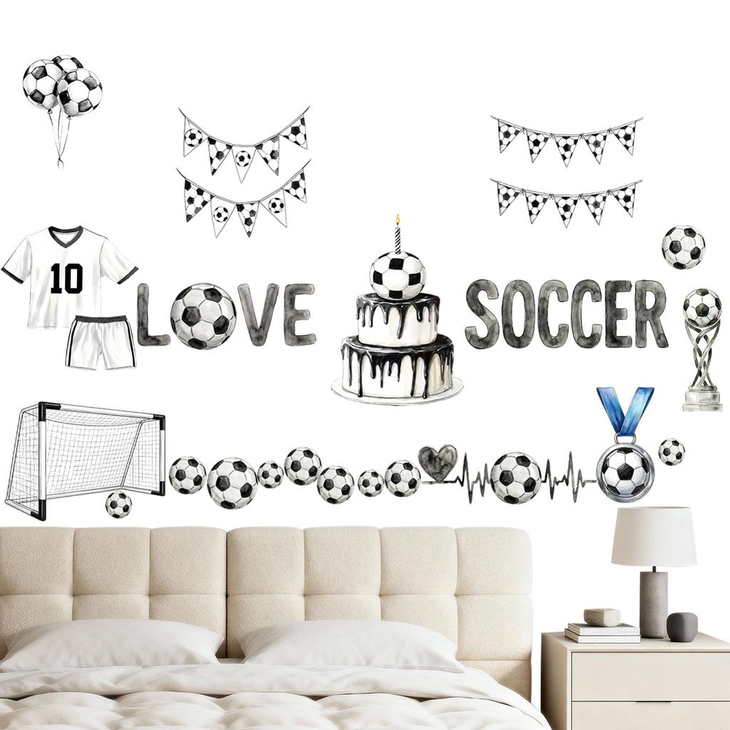 Soccer Theme Wall Decal For Bedroom Living Room Sports Home Wall Decoration