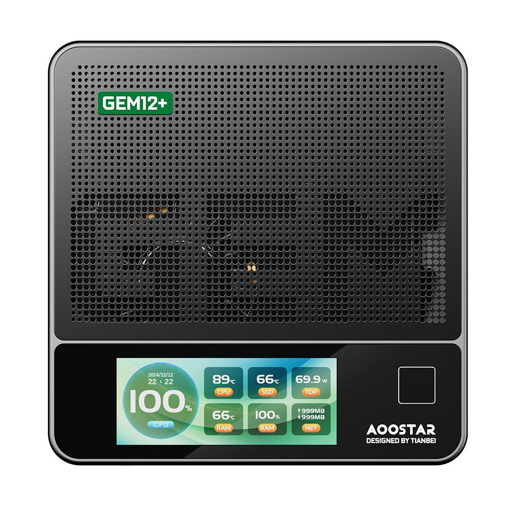 Mini PC AOOSTAR GEM12+ Pro cu Display, Deblocare prin Amprentă, AMD Ryzen 7 Pro 8845HS 8 Nuclee Max 5.1GHz,